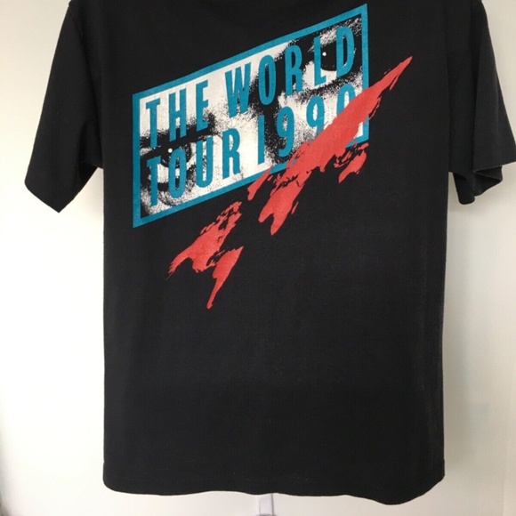 Vintage 1990 David Bowie Sound Vision World Tour T Shirt Large Band Black - Picture 5 of 7
